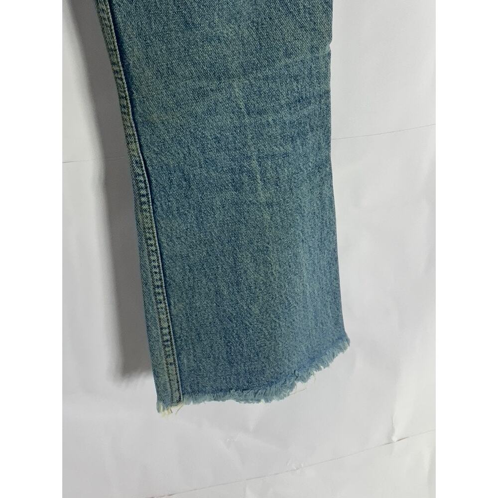 REFORMATION Women's Baltic Blue Mid-Rise Crop Flare Petite Frayed Jean SZ 25 - Picture 9 of 13